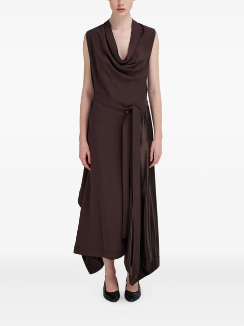Ferragamo cowl-neck satin-panel dress - Brown - zdjęcie produktu nr 1