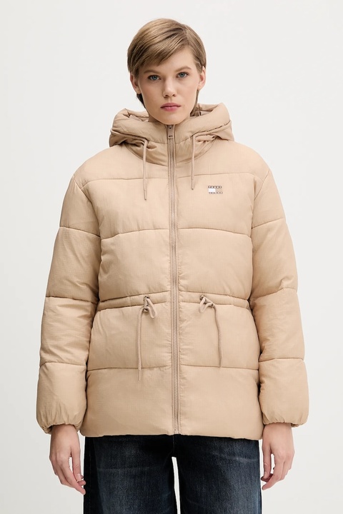 Tommy Jeans kurtka kolor beżowy zimowa oversize DW0DW21626 - zdjęcie produktu nr 1