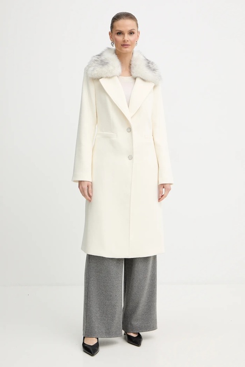 Guess płaszcz z dodatkiem wełny KAROLE kolor beżowy W5BL19 W2642 - zdjęcie produktu nr 1