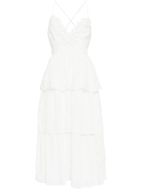 Self-Portrait floral appliqué layered midi dress - White - zdjęcie produktu nr 1