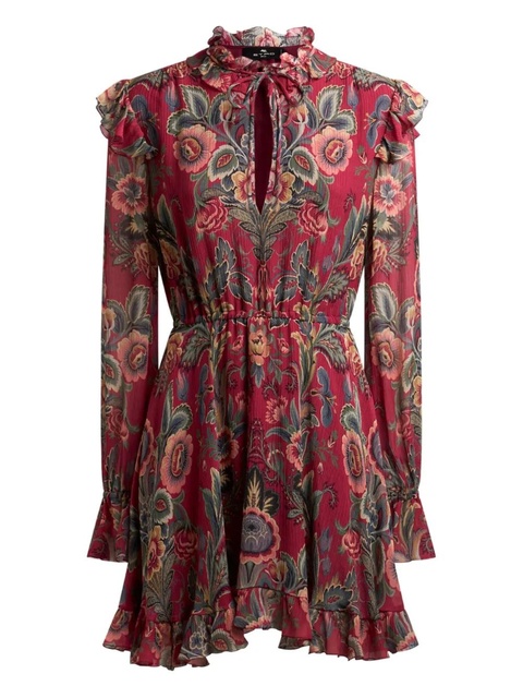 ETRO ruffled floral print mini dress - Red - zdjęcie produktu nr 1