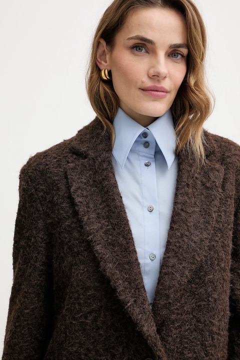 Haveone płaszcz kolor brązowy KMI-P063 - zdjęcie produktu nr 2