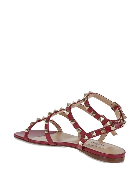Valentino Garavani studded leather flat sandals - Red - zdjęcie produktu nr 2