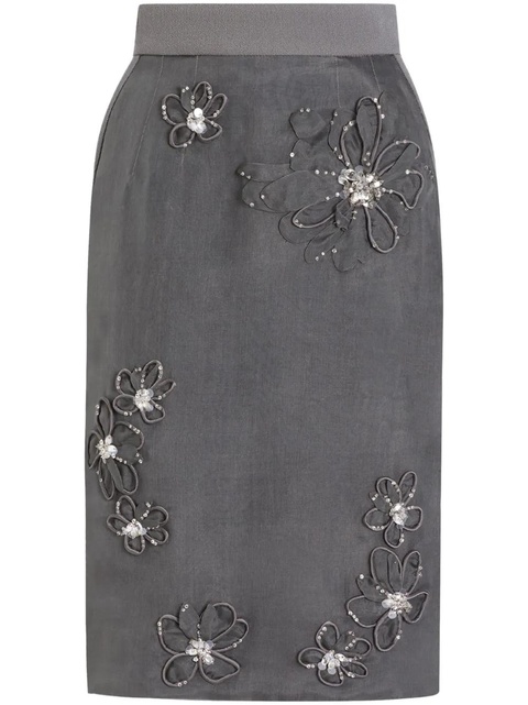 Dolce & Gabbana floral-appliqué midi skirt - Grey - zdjęcie produktu nr 1