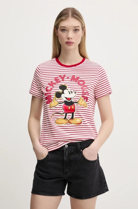 Desigual t-shirt bawełniany MICKEY MOUSE damski kolor czerwony 25SWTKAI - zdjęcie produktu nr 1