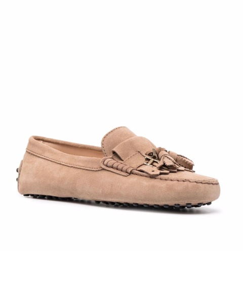 TOD'S - Beżowe loafery ze skóry zamszowej Gommino Driving - zdjęcie produktu nr 1