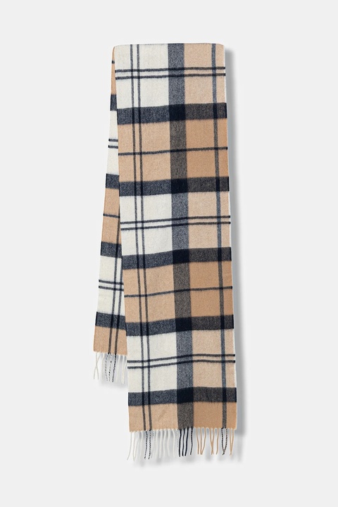 Barbour szalik kaszmirowy damski kolor beżowy wzorzysty LSC0479 - zdjęcie produktu nr 1