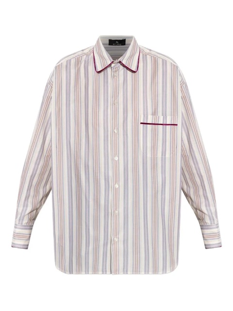 ETRO striped velvet-trimmed shirt - Neutrals - zdjęcie produktu nr 1