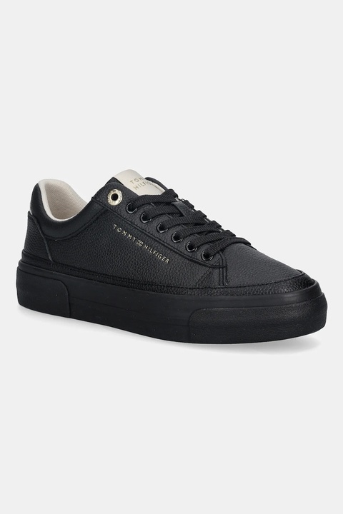 Tommy Hilfiger trampki TH PLATFORM SNEAKER TUMBLED LTR damskie kolor czarny FW0FW09018 - zdjęcie produktu nr 1