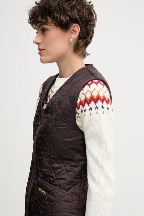 Barbour bezrękawnik damski kolor brązowy przejściowy - zdjęcie produktu nr 2