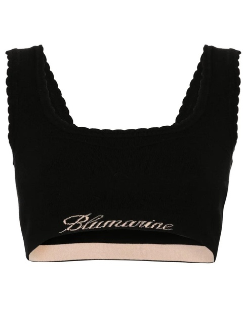 Blumarine logo-jacquard crop top - Black - zdjęcie produktu nr 1