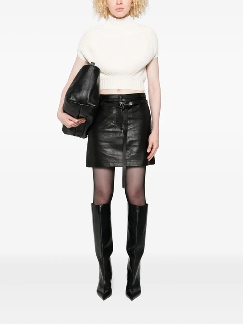 Sportmax belted leather mini skirt - Black - zdjęcie produktu nr 2