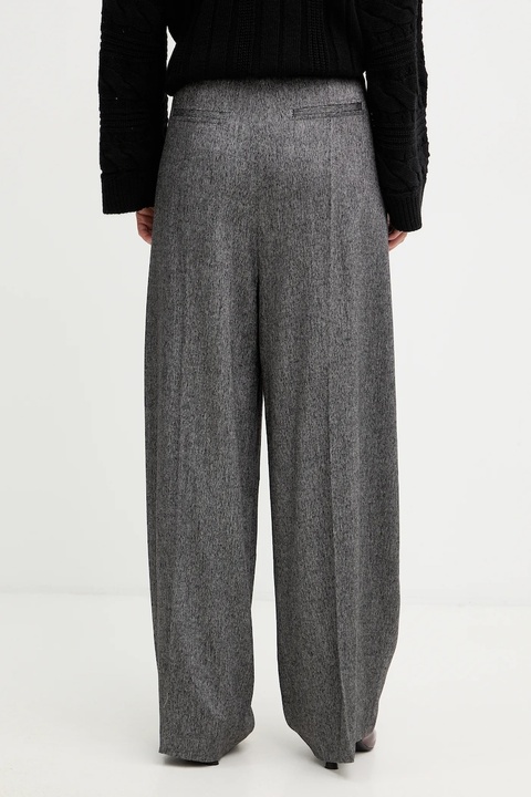 BOSS spodnie z domieszką wełny damskie kolor szary proste high waist 50548212 - zdjęcie produktu nr 1