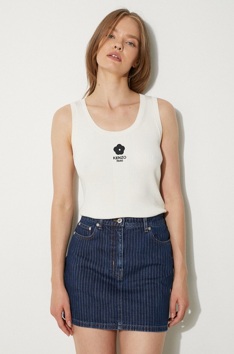 Kenzo top Boke 2.0 Rib Tank Top damski kolor beżowy FE62PU4733LG.01 - zdjęcie produktu nr 1