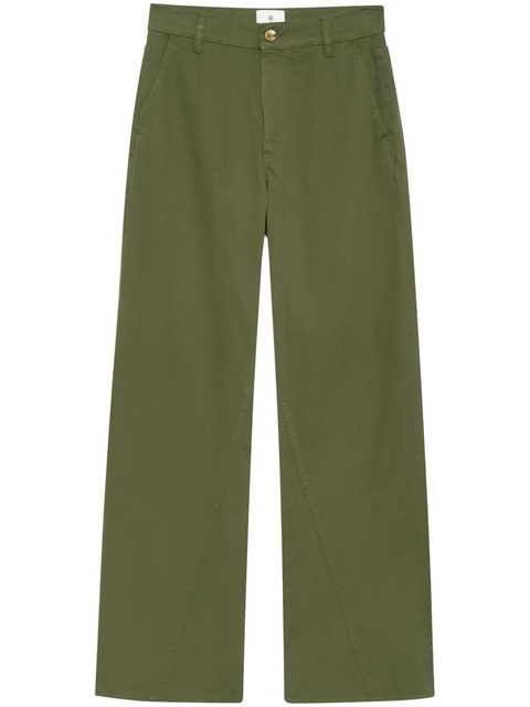 ANINE BING Briley curved-seam twill trousers - Green - zdjęcie produktu nr 1