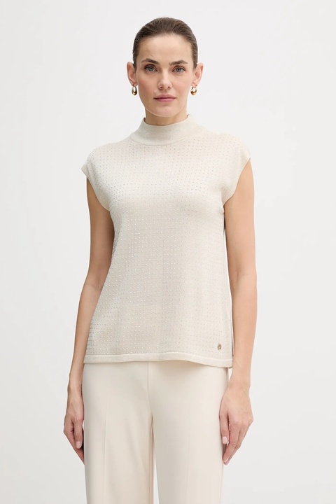 Joseph Ribkoff sweter damskie kolor beżowy lekki z półgolfem 254935 - zdjęcie produktu nr 1