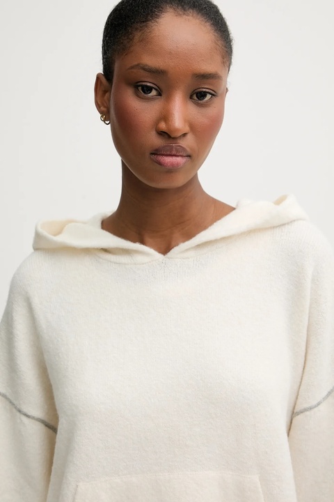 Calvin Klein Underwear sweter z domieszką wełny damski kolor beżowy LV00QS7568 - zdjęcie produktu nr 2