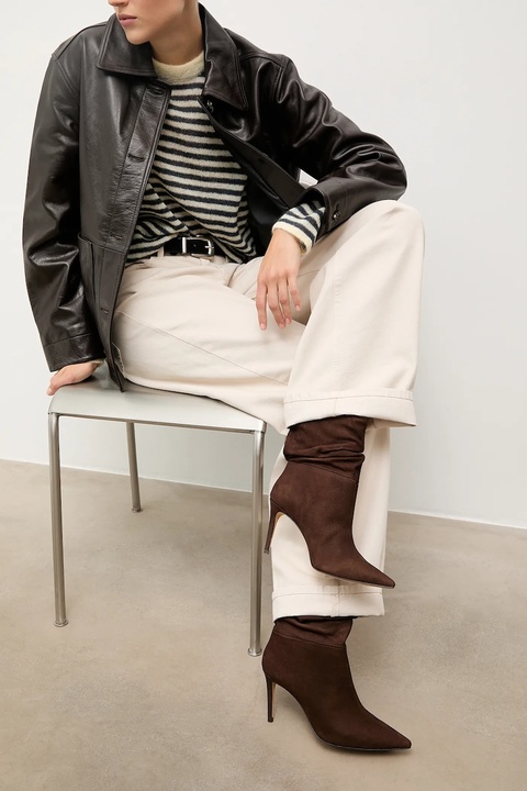 Answear.LAB botki zamszowe kolor brązowy na szpilce - zdjęcie produktu nr 1