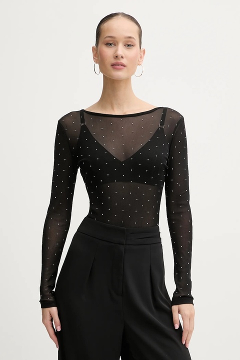 Never Fully Dressed body damska kolor czarny z aplikacją NFDTO1990 - zdjęcie produktu nr 1