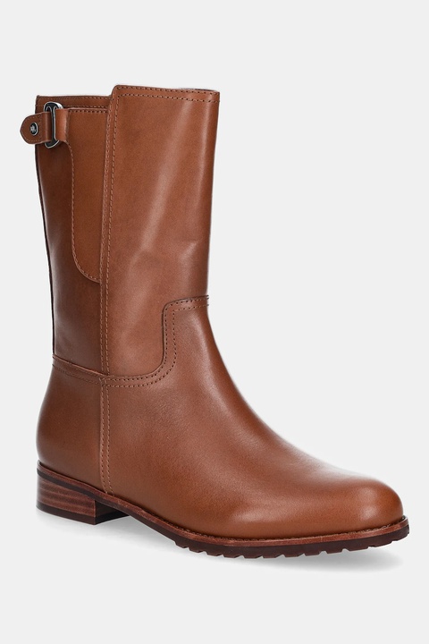 Lauren Ralph Lauren botki skórzane Tasha Mid damskie kolor brązowy na płaskim obcasie 802980069002 - zdjęcie produktu nr 1