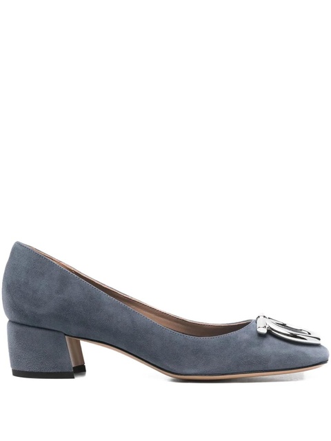 Ferragamo 40mm logo-buckle block-heel pumps - Blue - zdjęcie produktu nr 1