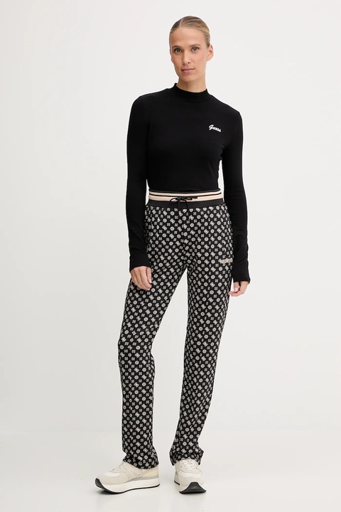 Guess longsleeve ALBA kolor czarny z półgolfem V5BP10 KCBF1 - zdjęcie produktu nr 2