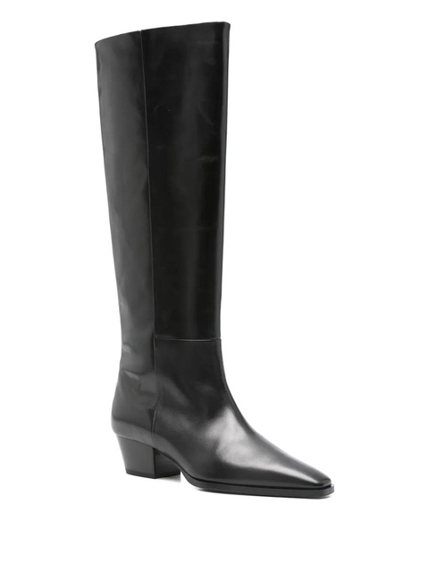 Aeyde 50mm Medea leather pointed-toe knee-high boots - Black - zdjęcie produktu nr 2