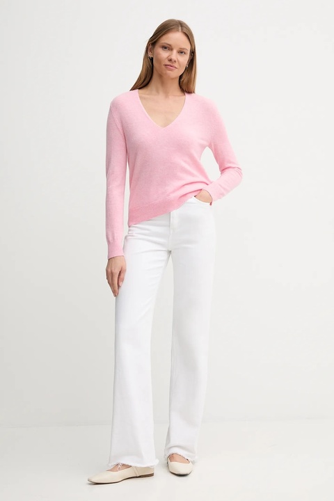 United Colors of Benetton sweter wełniany damski kolor różowy lekki 1002D401Y - zdjęcie produktu nr 2
