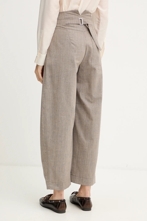MAX&Co. spodnie z wełną damskie kolor beżowy proste high waist 2526136023200 - zdjęcie produktu nr 2
