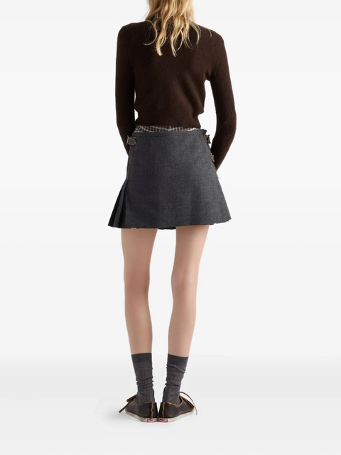 Prada pleated wool mini skirt - Grey - zdjęcie produktu nr 2