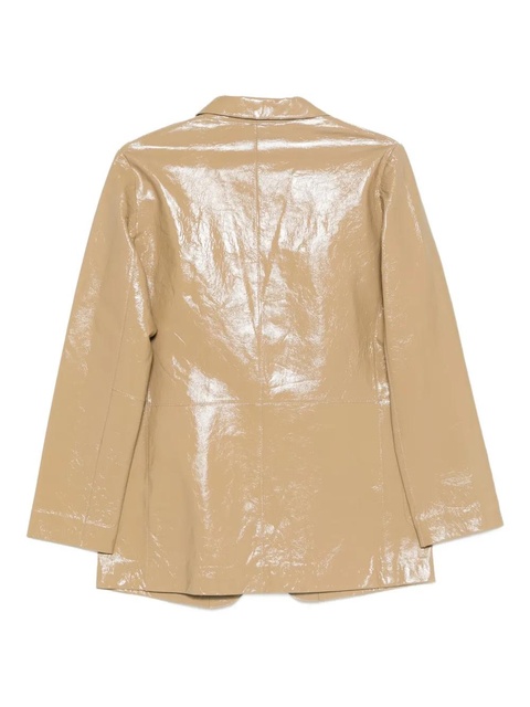 Alysi single-breasted leather blazer - Neutrals - zdjęcie produktu nr 2