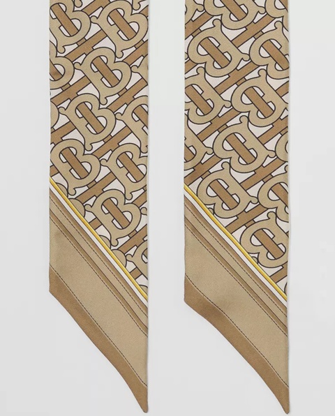 BURBERRY - Jedwabny szalik z monogramem - zdjęcie produktu nr 1