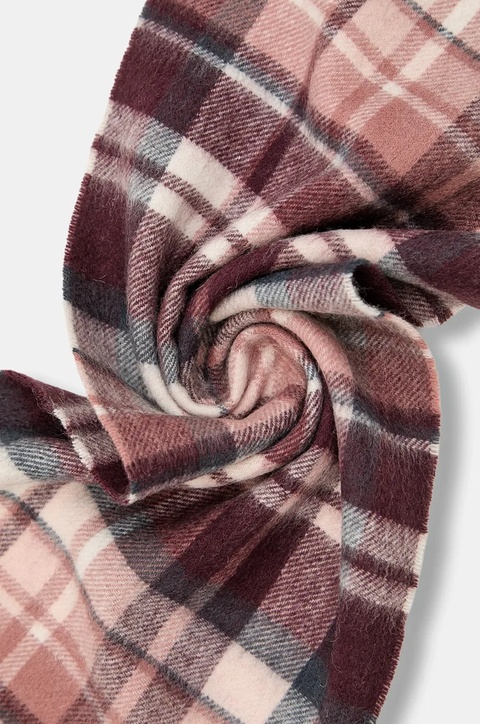 Barbour szalik wełniany damski kolor bordowy wzorzysty LSC0109 - zdjęcie produktu nr 2