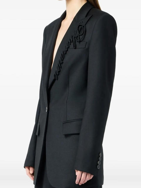 Blumarine embroidered-logo single-breasted blazer - Black - zdjęcie produktu nr 2