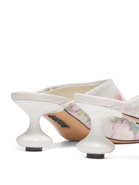 LOEWE 45mm floral print calf leather mules - White - zdjęcie produktu nr 2