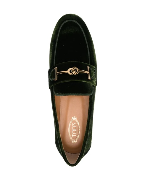 Tod's logo-detail velvet loafers - Green - zdjęcie produktu nr 1