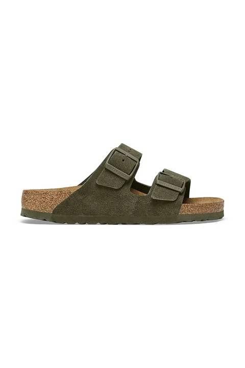 Birkenstock klapki zamszowe damskie kolor zielony - zdjęcie produktu nr 1