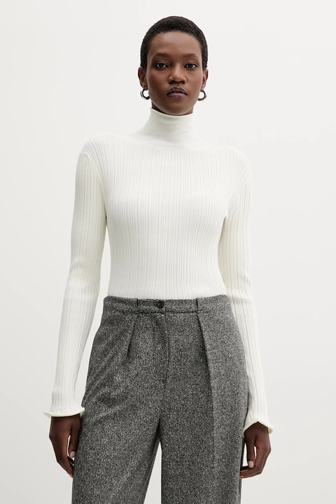 Marella sweter damski kolor beżowy lekki z golfem 2523366092200 - zdjęcie produktu nr 1