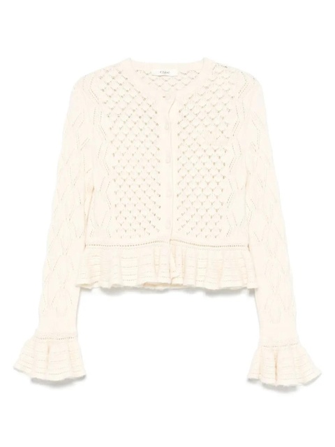Chloé open-knit ruffled cardigan - Neutrals - zdjęcie produktu nr 1
