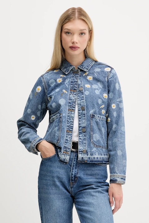Desigual kurtka jeansowa DAISY kolor niebieski przejściowa 25WWED15 - zdjęcie produktu nr 1