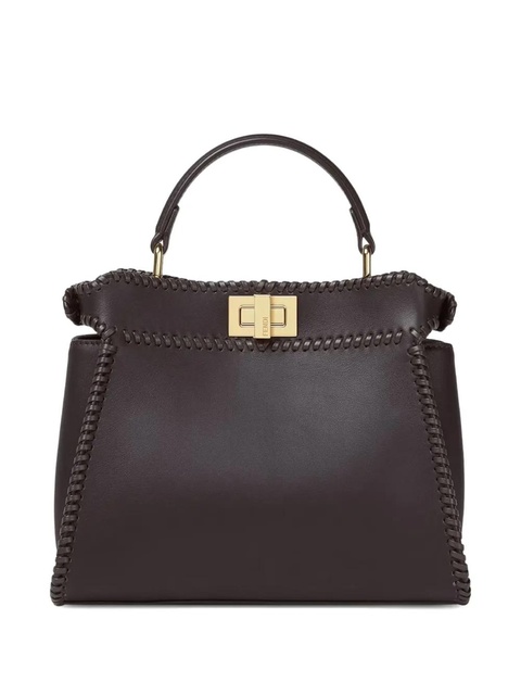 FENDI mini Peekaboo stitched-leather tote bag - Brown - zdjęcie produktu nr 2