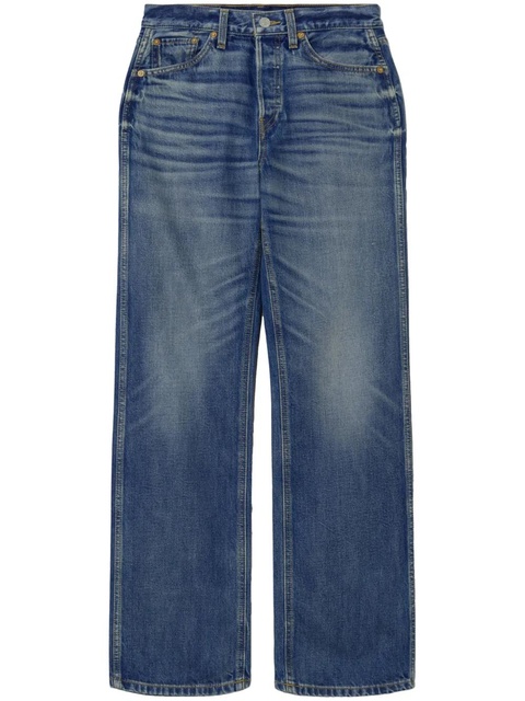 RE/DONE whiskered high-rise straight jeans - Blue - zdjęcie produktu nr 1