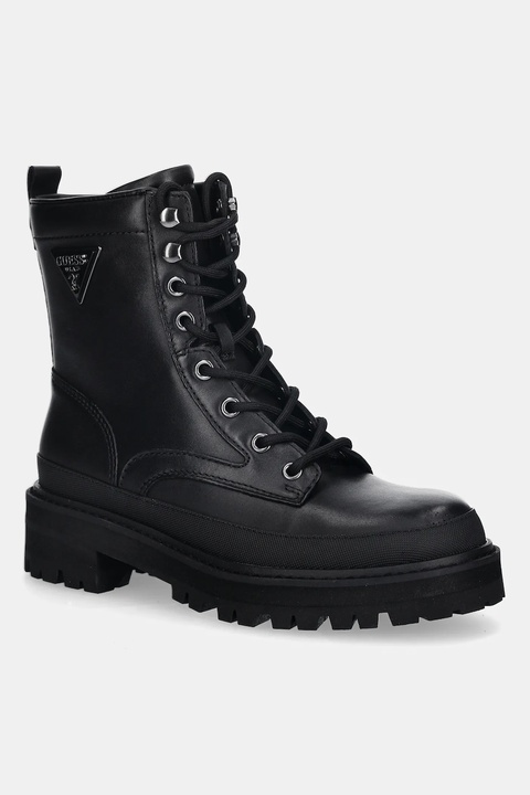 Guess workery skórzane BADA2 damskie kolor czarny na płaskim obcasie FLFB2D LEA10 - zdjęcie produktu nr 1