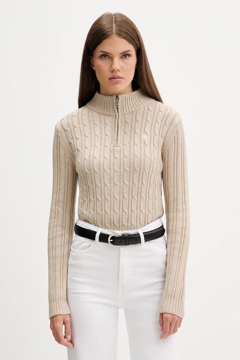 Guess Jeans sweter bawełniany damski kolor beżowy W5BR13 Z3HM1 - zdjęcie produktu nr 1