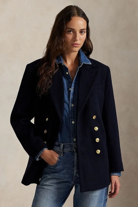 Polo Ralph Lauren marynarka wełniana kolor granatowy dwurzędowa gładka 211971388 - zdjęcie produktu nr 1