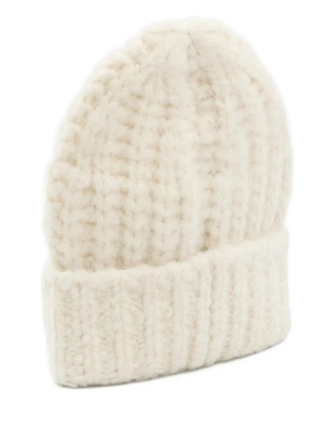 Moncler Grenoble knitted logo-patch beanie hat - Neutrals - zdjęcie produktu nr 2