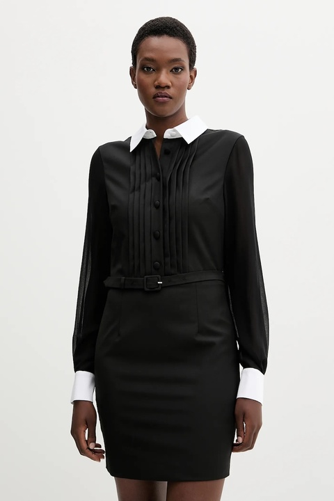 Blugirl Blumarine sukienka z dodatkiem wełny kolor czarny mini rozkloszowana RF5244.T207A - zdjęcie produktu nr 1