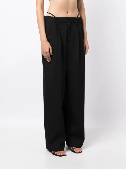 Alexander Wang logo-embellished layered wide-leg trousers - Black - zdjęcie produktu nr 2