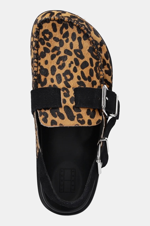 Tommy Jeans sandały skórzane TJW MULE LEOPARD damskie kolor brązowy EN0EN02884 - zdjęcie produktu nr 2