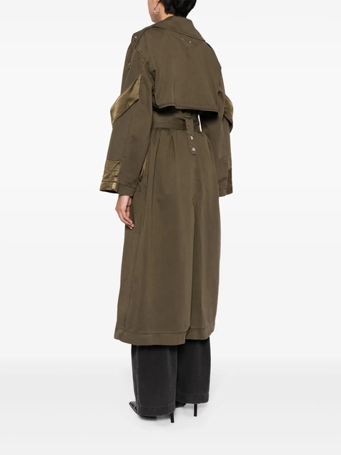 Blumarine panelled belted cotton trench coat - Green - zdjęcie produktu nr 2